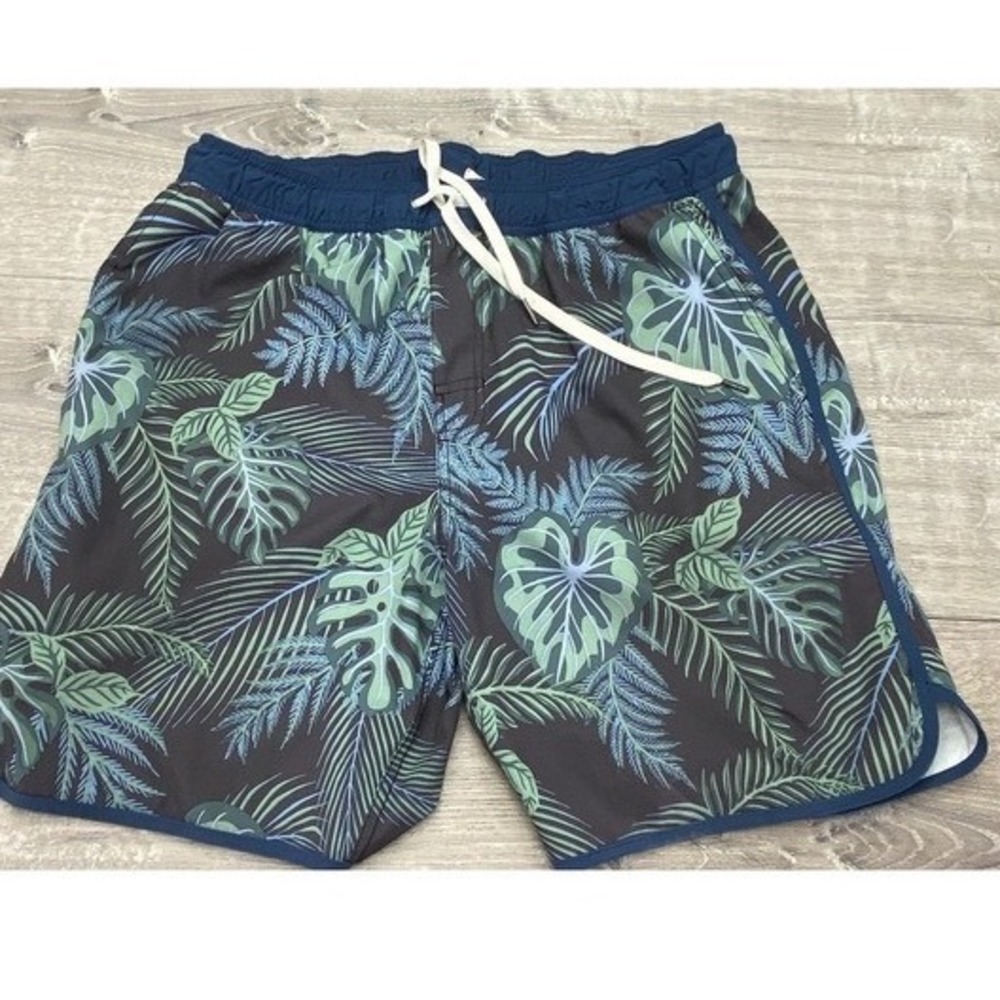 Fair Harbor Swim Trunks‎ Shorts Mens 28 Green Tropical Lined Drawstring Pockets